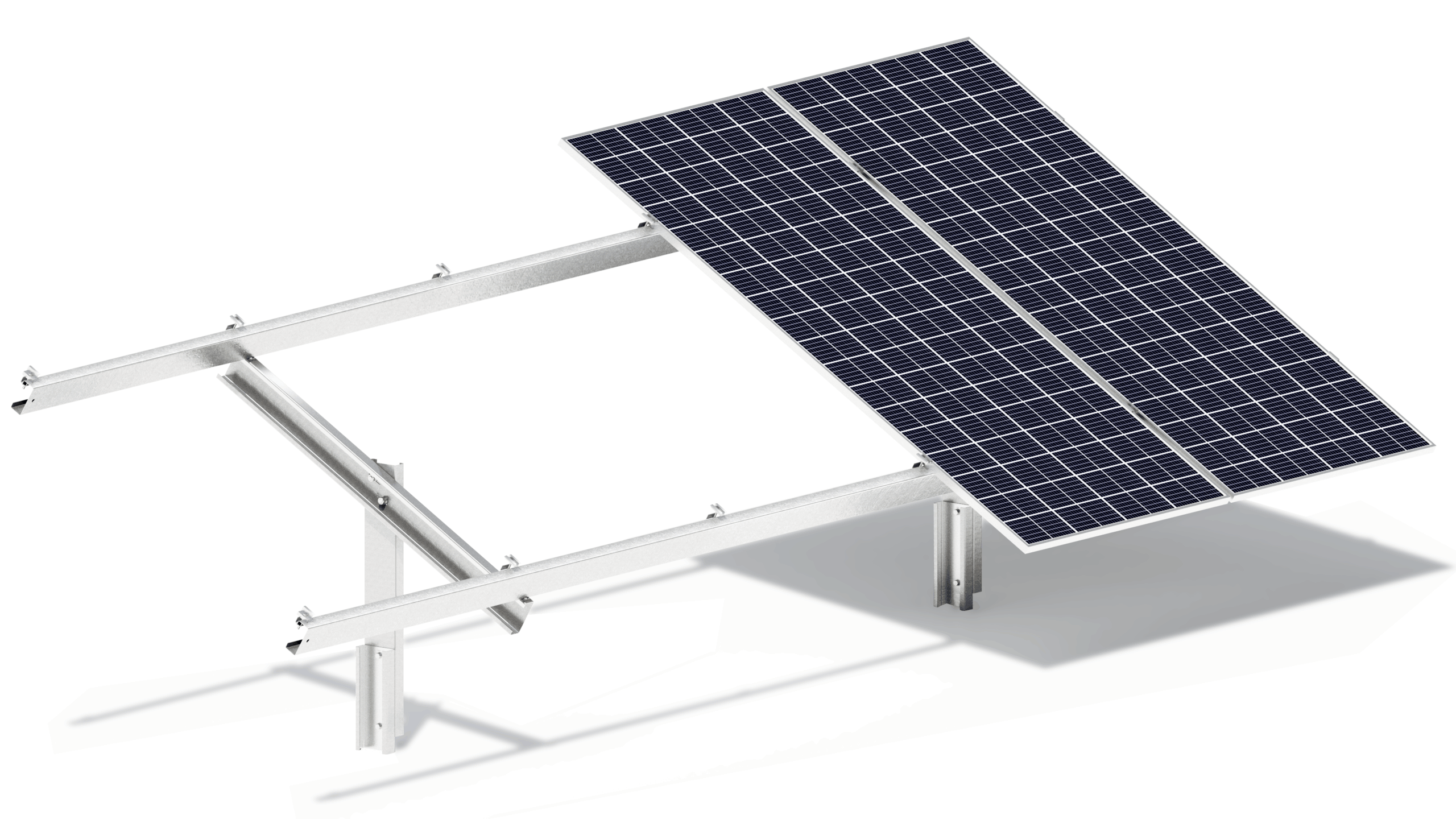 Estructura metálica de soporte para paneles solares fotovoltaicos en montaje inclinado