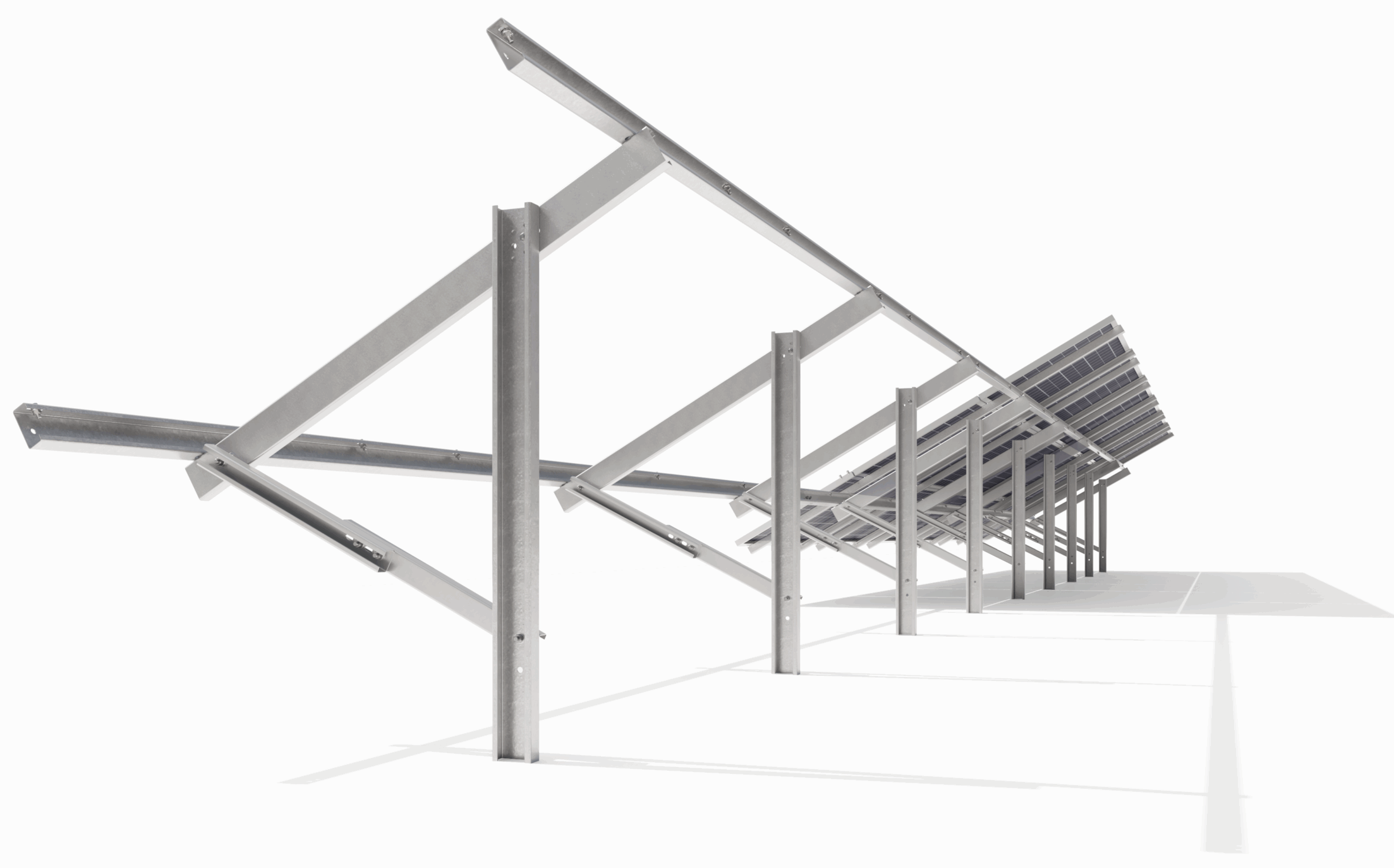 Estructura metálica para montaje de paneles solares en seguidor horizontal