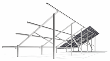 Estructura metálica para montaje de paneles solares en construcción
