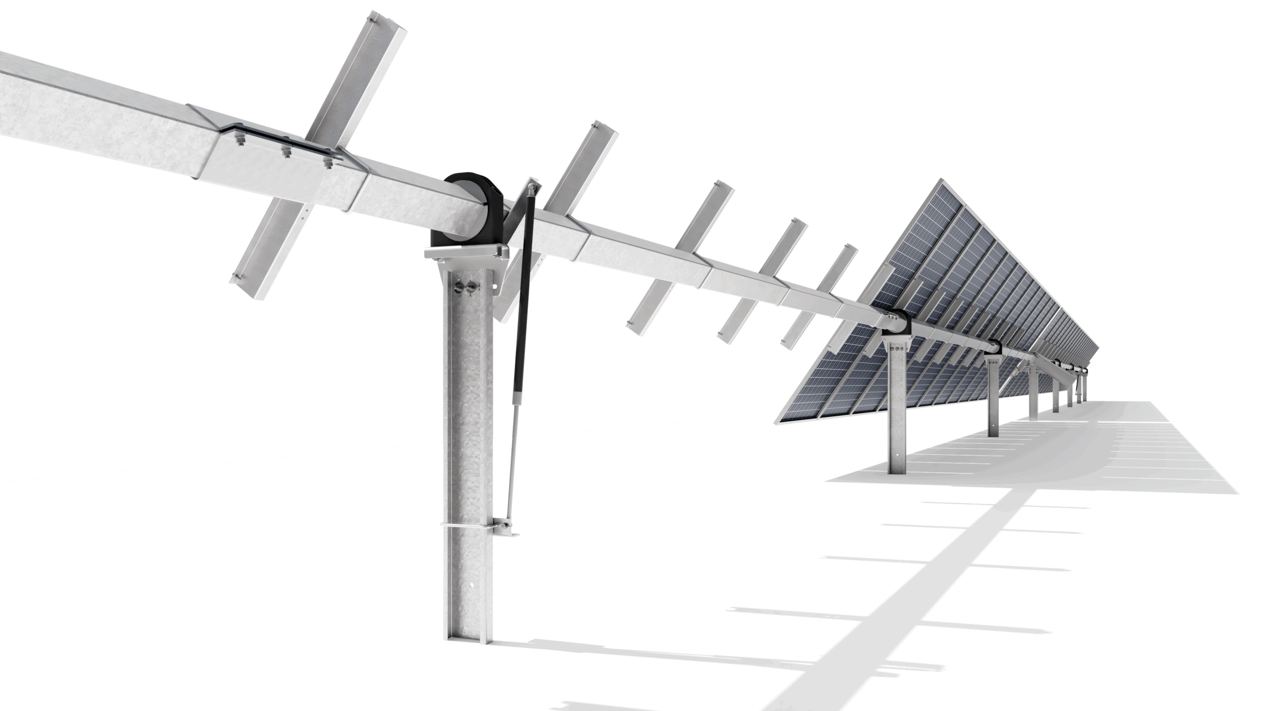 Estructura de seguidor solar con sistema de giro horizontal